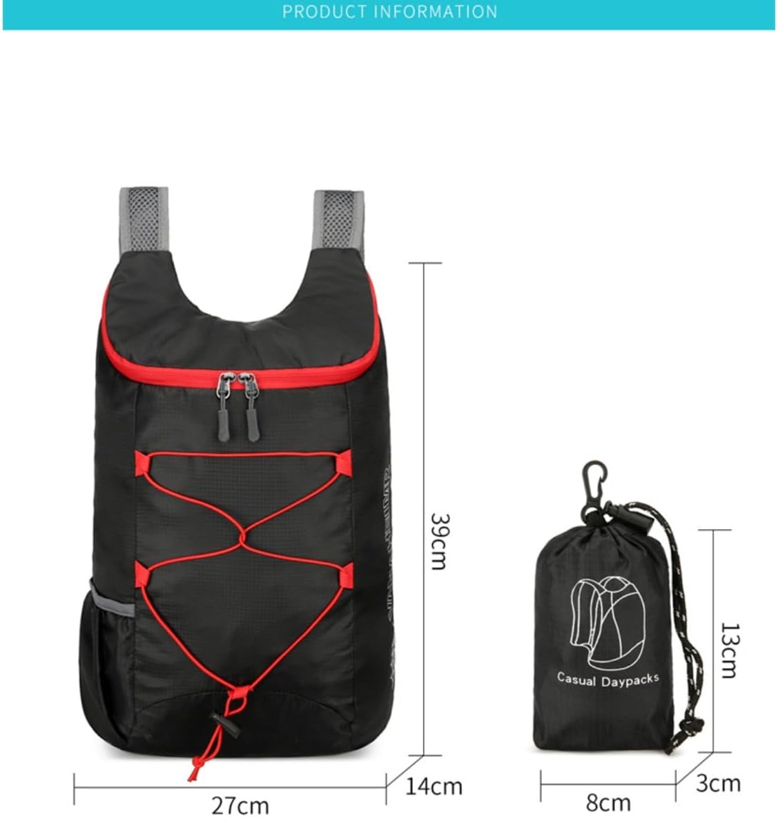 Large-capacity folding bag, outdoor spill-proof hiking backpack for mountaineering (orange) - Image 2