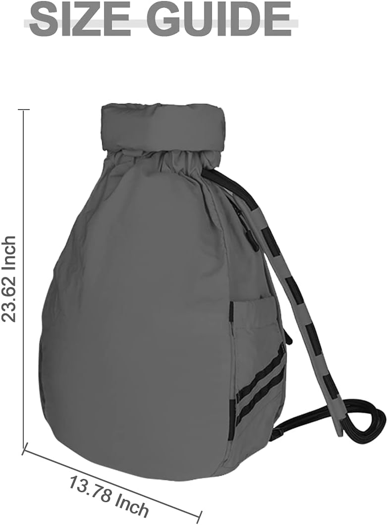 Water-Resistant Drawstring Bag - Expandable 30L with Anti-Theft Zipper Pockets - Ideal Small Cinch Backpack for Men, Women, and Kids - Perfect Gym, Beach, School, and Travel Bag (Gray) - Image 2