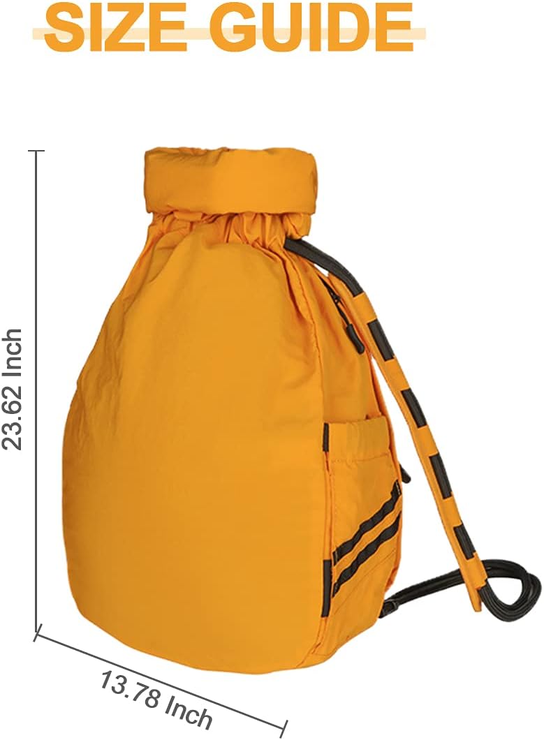 Water-Resistant Drawstring Bag - Expandable 30L with Anti-Theft Zipper Pockets - Ideal Small Cinch Backpack for Men, Women, and Kids - Perfect Gym, Beach, School, and Travel Bag (Orange) - Image 2