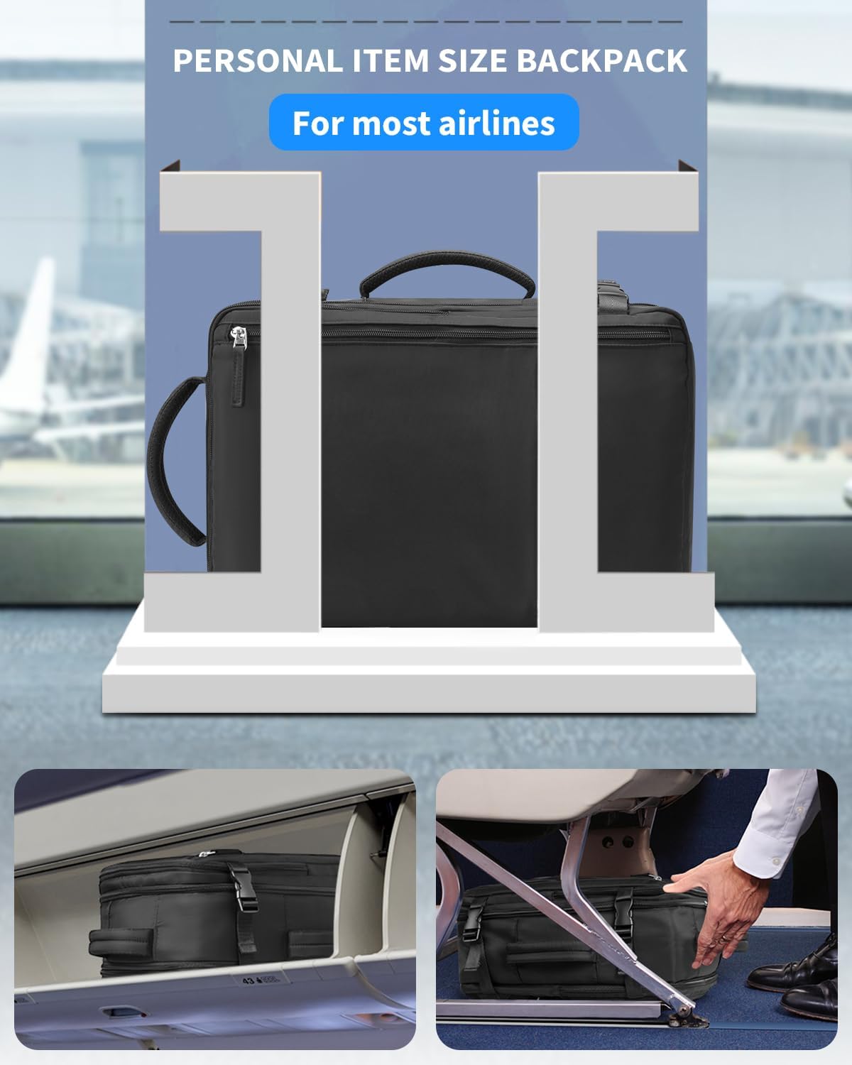 Travel Backpack for Women Men, Carry On Backpacks Expandable 40L Personal Item Bag, 17.3 Inch Laptop Bag, Waterproof Backpack Flight Approved, Nurse Casual Daypack for , Business, , Black - Image 2