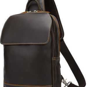 Full Grain Leather Sling Bag For Men Fits 12.9" iPad