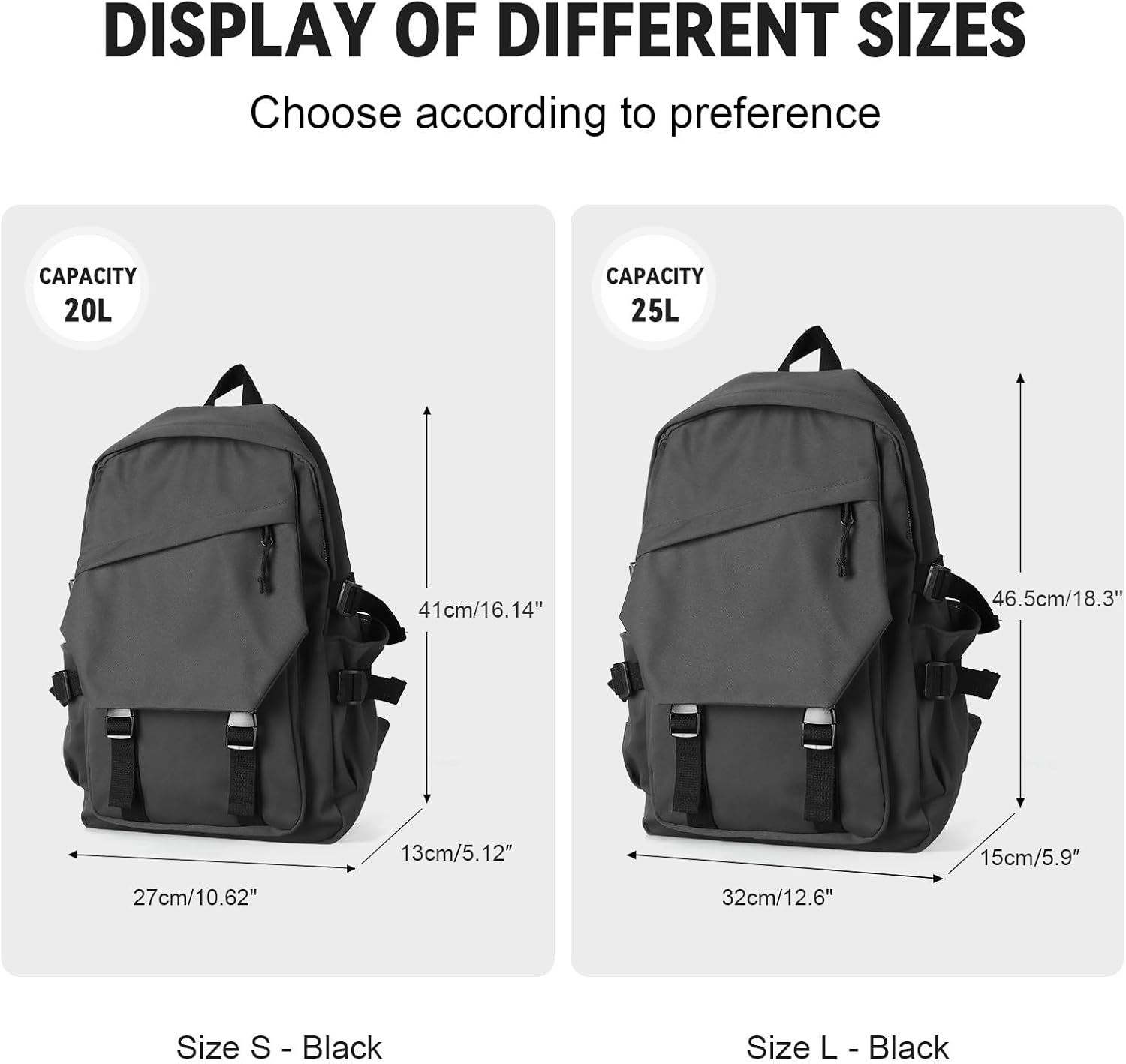 Casual Daypack Large upgraded version Laptop Backpack for Men Women Water Resistant Lightweight Bag Travel Rucksack for Sports High Middle Bookbag for Size L(Dark grey) - Image 2