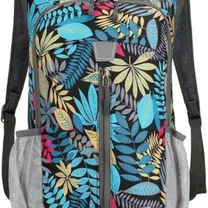 Outdoor backpack portable foldable leisure travel sports camping hiking mountaineering bag (red)(Leaf)