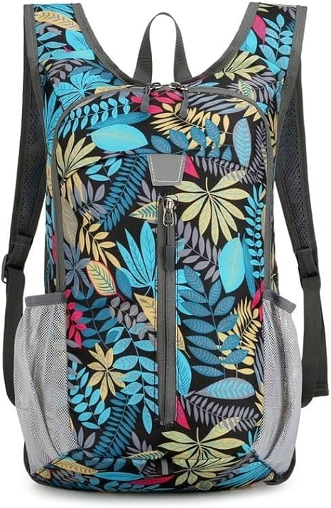 Outdoor backpack portable foldable leisure travel sports camping hiking mountaineering bag (red)(Leaf)