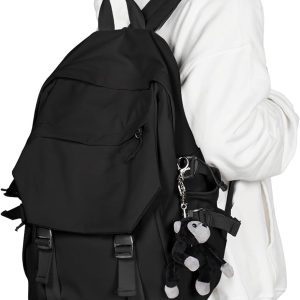 Backpack for Men Women Bookbag Waterproof Lightweight Black Backpack Book Bag Rucksack Casual Daypack Bag for Boys