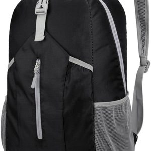 Hiking Daypack Portable Foldable Backpack, Large Capacity Shoulders Bag for Travel, Camping, Mountaineering (Black)