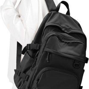 Lightweight Black Backpack for Women Men Cute Bag for Teens Boys High Backpack for Students Waterproof Casual Daypack Backpack
