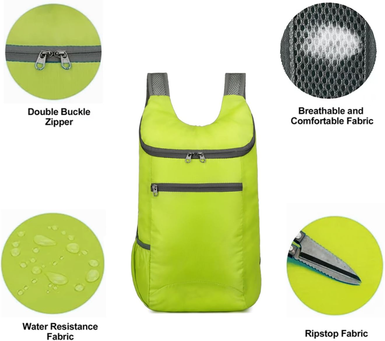 Foldable Backpack,20L Lightweight water resistant Travel Hiking Backpack for Outdoor Sports Camping Daypack Bag (Green) - Image 2