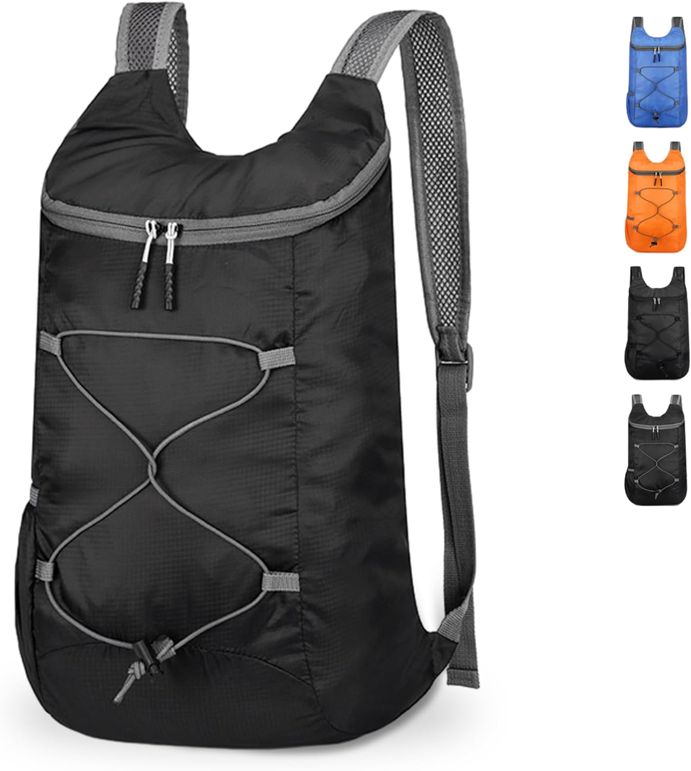 Lightweight Foldable Hiking Backpack, Ultralight Waterproof Travel & Gym Bag for Women Men (Black&Gray)