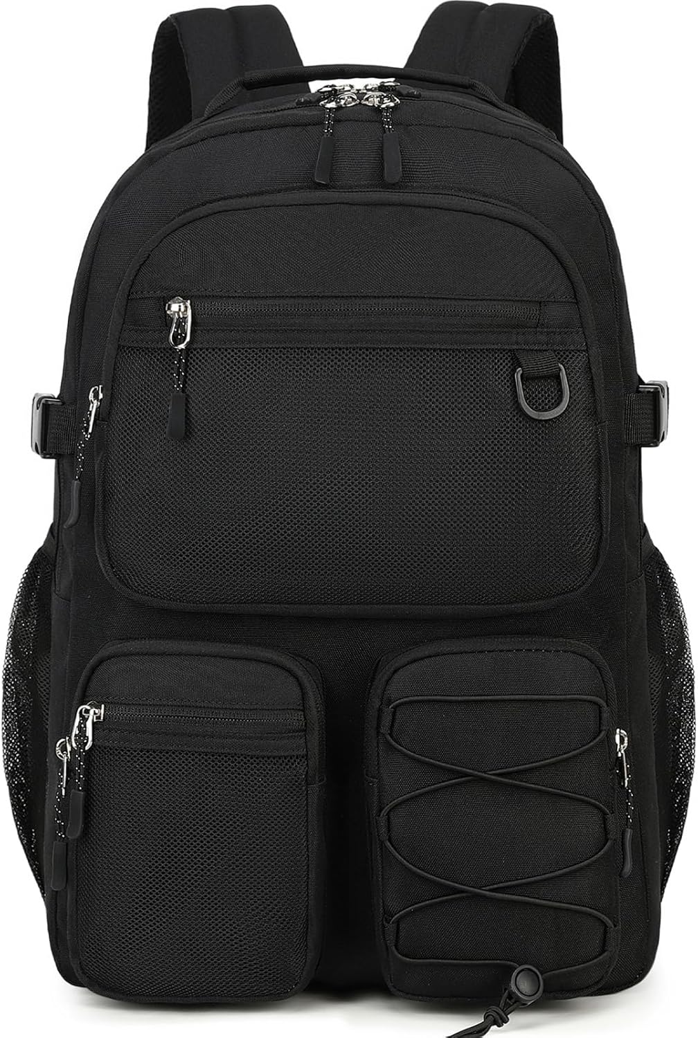 Water Resistant Daypack with Mulitiple Pockets for Travel Outdoor , 15.6 inch Laptop Backpack for Men and Women (Black)