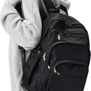 Black  Backpack For Women Men,Lightweight High Bag, Backpack With Lots Of Pockets,Cute Bookbag For Teens Boys ,Casual Daypack Backpack For