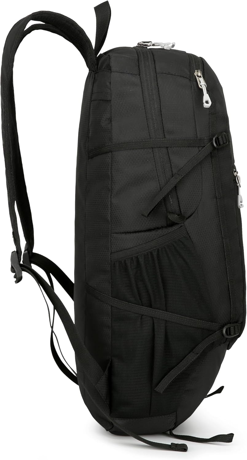 Hiking Backpack Daypack Lightweight Packable Travel Outdoor Camping Ultra Foldable Day Pack for Woman Man (Black, 30L) - Image 2