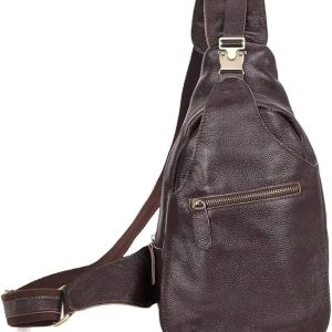 Genuine Leather Sling Bag for Men, Crossbody Shoulder Chest Pack Travel Backpack Hiking Casual Daypack Outdoor Gift for Men