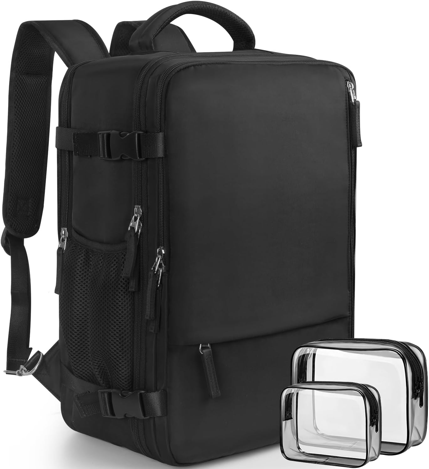 Travel Backpack for Women Men, Carry On Backpacks Expandable 40L Personal Item Bag, 17.3 Inch Laptop Bag, Waterproof Backpack Flight Approved, Nurse Casual Daypack for , Business, , Black