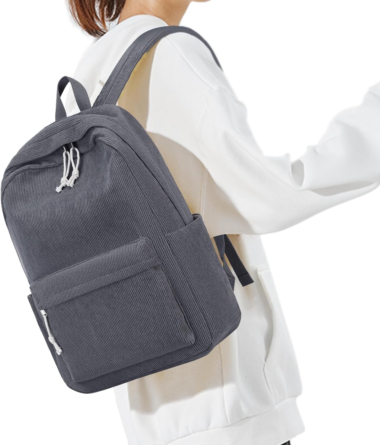 Backpack for Teens Large Corduroy Bookbag Lightweight 17 inch Laptop Bag for Boys Casual High - Image 2