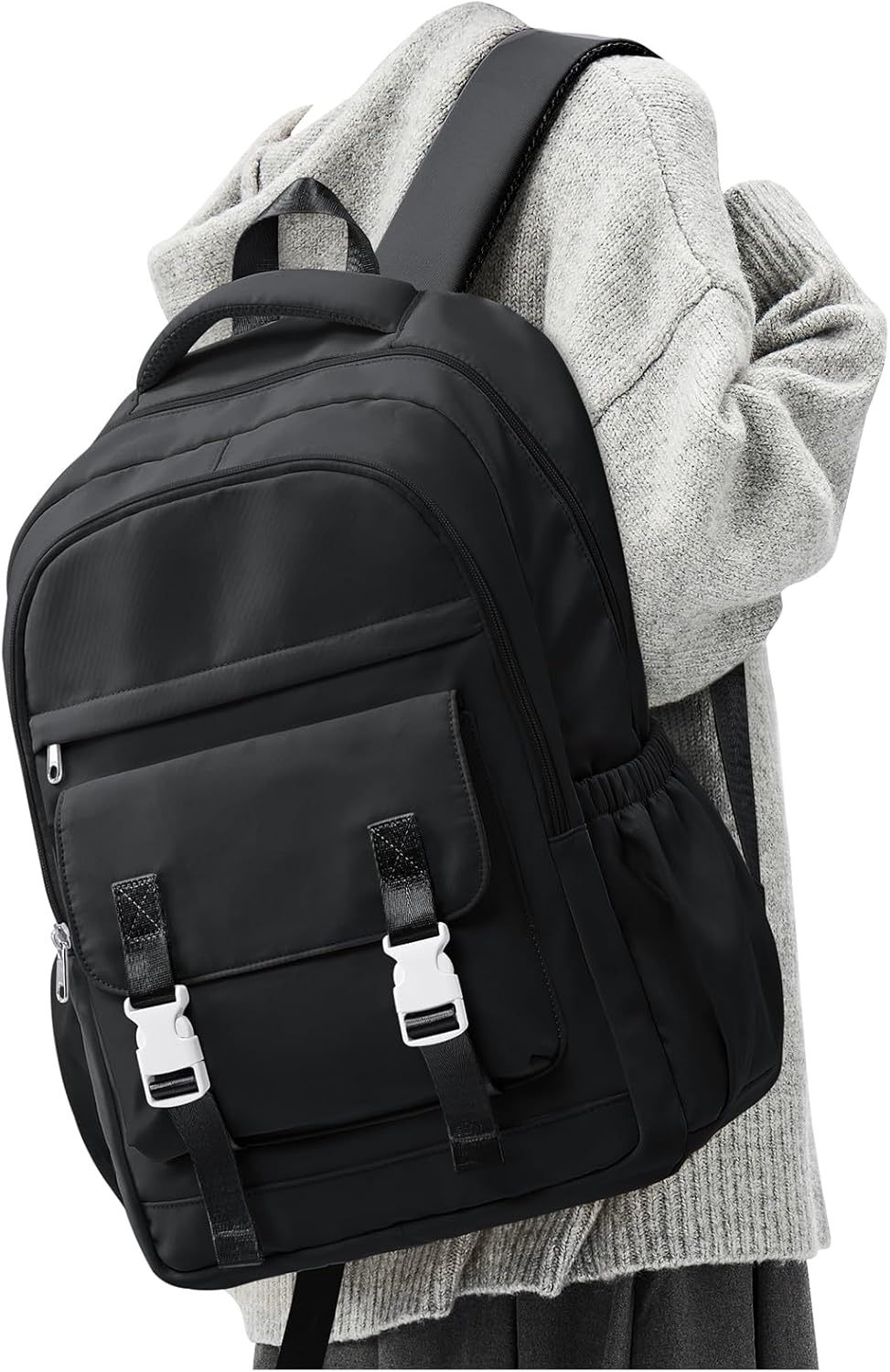 Backpack For Women Men Backpack With Lots Of Pockets Cute BookBag Casual Daypack Backpacks For Teens Boys Waterproof(Black)