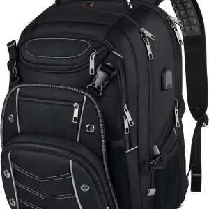 18.4 Laptop Backpack for unisex, 60L Extra Large Gaming Laptops Back Bag with USB Charger Port,TSA Friendly Flight Approved and  Anti-Theft Pocket Heavy-duty Pack,21.3*15.7*11.8inch Grey