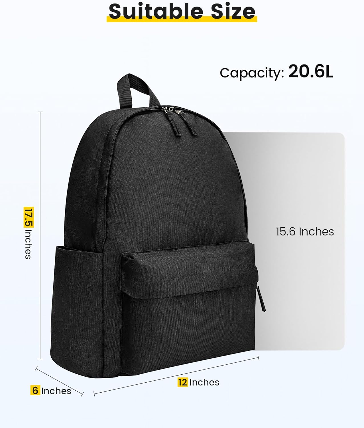 Backpack for Men and Women - Basic Bookbag Casual Daypack Backpacks for Work Travel - Image 2
